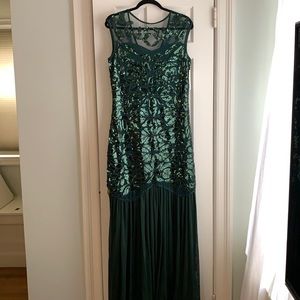Green 1920’s Sequin Maxi Flapper Dress